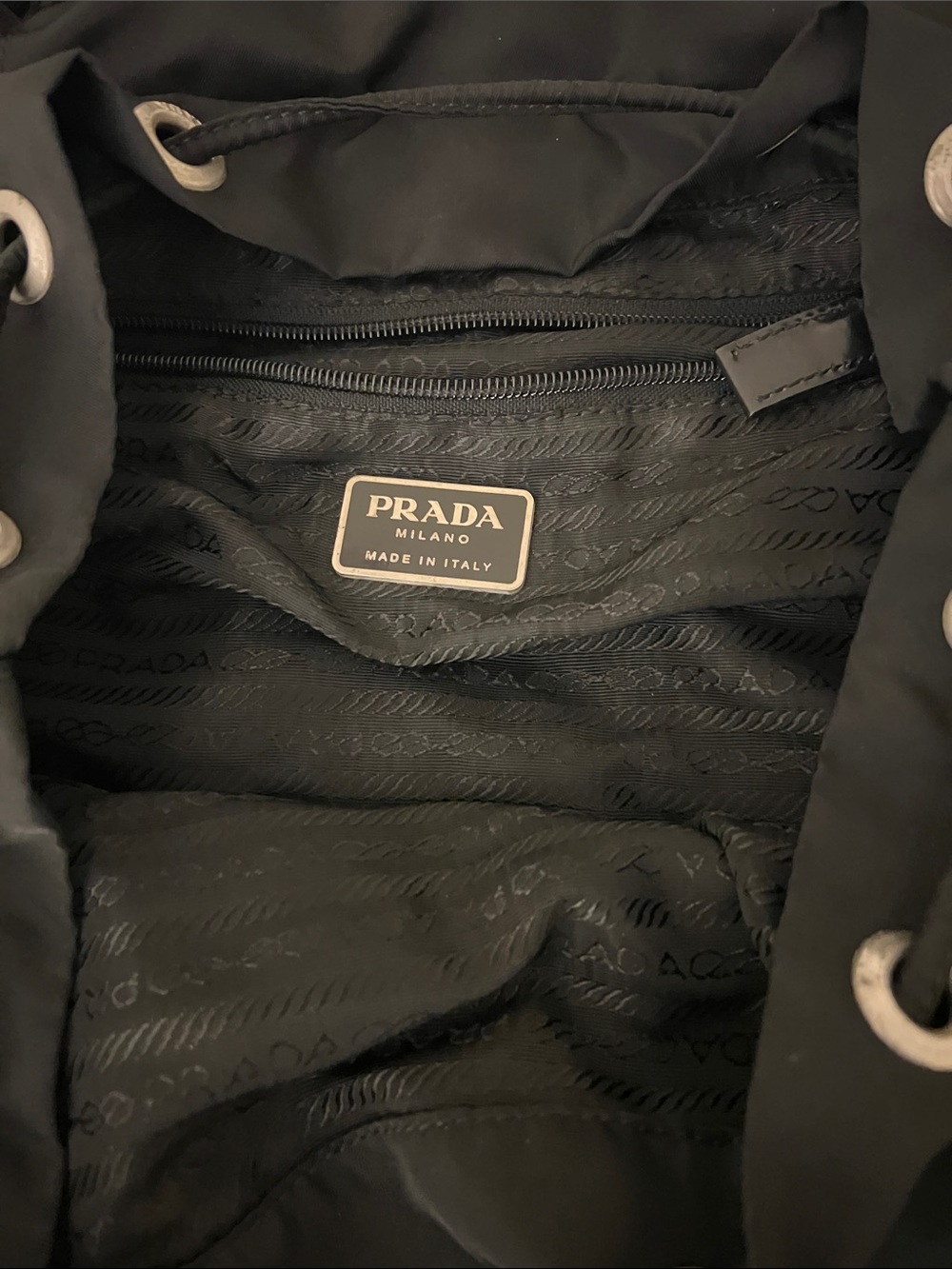 Prada Black Nylon Drawstring Backpack with Front Pockets - Picture 4 of 8